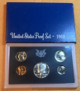 1968 S US Mint GEM Proof Set 40% Silver Half Dollar OGP - Picture 1 of 4