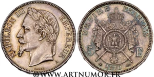 Second Empire - Napoléon III, 5 Francs 1870 A Paris - Foto 1 di 1