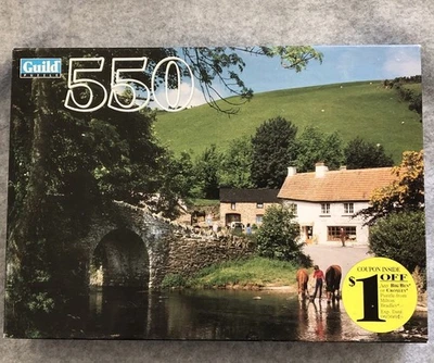 Guild Jigsaw Puzzle 550 Piece Lorna Doone Farm Devon England 1999 Hasbro Sealed - Image 1 of 3