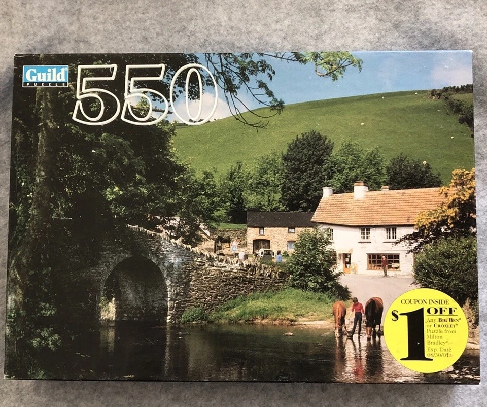 Guild Jigsaw Puzzle 550 Piece Lorna Doone Farm Devon England 1999 Hasbro Sealed - Image 1 of 3
