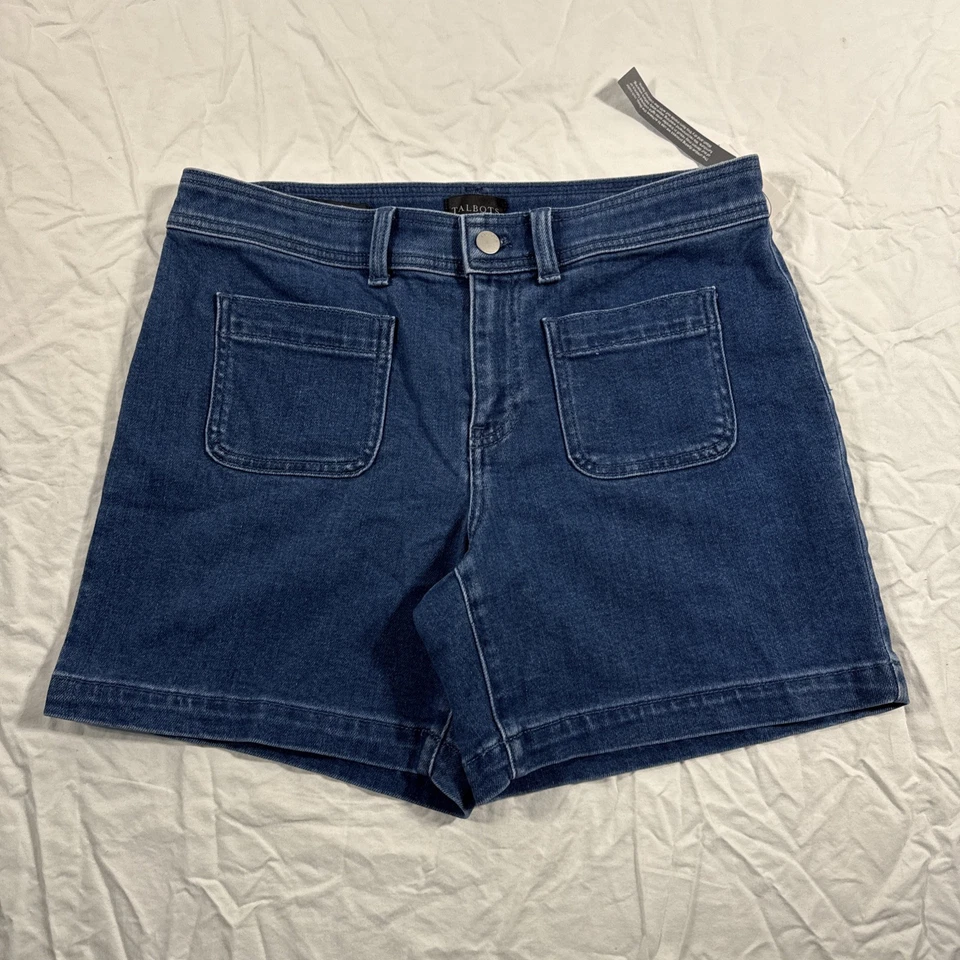 Talbots Patch 口袋牛仔短裤女式 4 码全新带标签 — 第 1/4 张图片