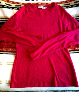 FRESH PRODUCE VTG PULLOVER SIZE M CLASSIC RED LSLV USA MADE ROUND NECK COTTON - Picture 1 of 5