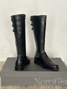 Botas de montar para mujer Zapatos Talla UK 4 EU 37 NERO GIARDINI Cuero Hebilla Negro Cremallera - Imagen 1 de 15