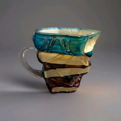 Taza de libro pintada hecha a mano de vidrio de colores, taza de café de novedad única Foto 1 de 3