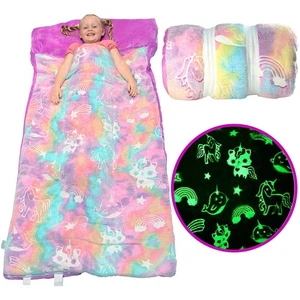 Kinderschlafsack mit Kissentasche - Regenbogen leuchtet im Dunkeln Jungen und Mädchen... - Bild 1 von 6