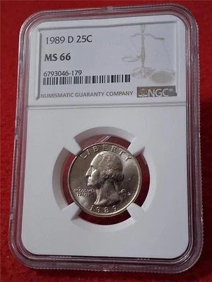 1989-D WASHINGTON QUARTER   NGC MS 66  UNCIRCULATED                     #T5705 - Image 1 of 2