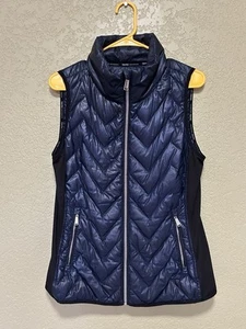 Calvin Klein Performance Puffer Vest Womens Medium Premium Down Full Zip Blue - Picture 1 of 10