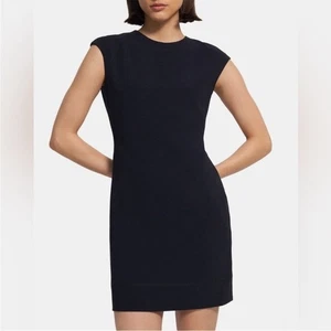 Vestido recto bordado Theory Admiral crepé azul marino negro talla 4 - Imagen 1 de 9