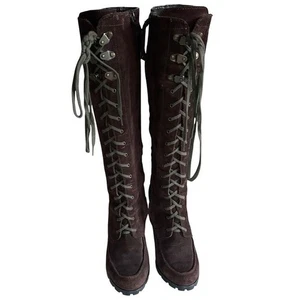 Lauren Ralph Lauren Schnürstiefel Oma Damen Gr. 5,5 braun Wildleder Absatz 70er - Bild 1 von 15