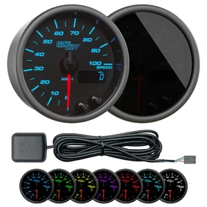 GlowShift Tinted 7 Color 100 MPH In-Dash GPS Speedometer Gauge Kit 85mm 3-3/8" - Picture 1 of 6