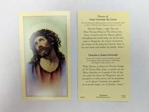English & Spanish Saint St. Gertrude the Great Prayer for the Souls in Purgatory - Picture 1 of 2