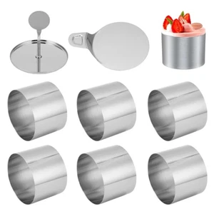 Speisering Dessertring 8 tlg. Set Servierring Ringe Former + Heber Edelstahl` - Bild 1 von 15