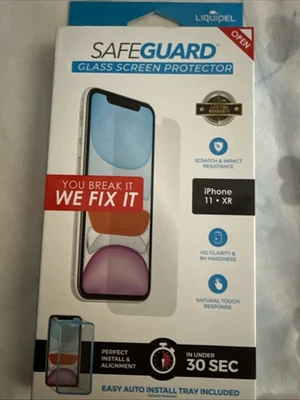 Protector de pantalla de vidrio Liquipel Safe Guard para iPhone 11/XR, nuevo Foto 1 de 4