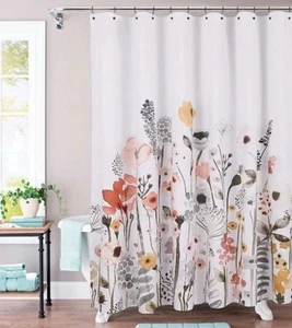 Schwelle Duschvorhang Aquarell Impressionistisch Blumen Baumwolle Standard - Bild 1 von 5