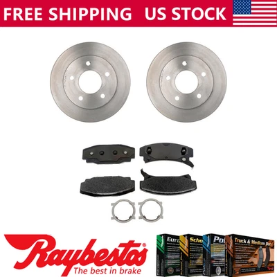 Rear Kit Brake Rotors + Metallic Pads & Hardware For 1986-1991 Buick Riviera - Image 1 of 4