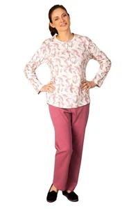 Silvia 42606 Damen Pyjama aus warmem Baumwolljersey - Bild 1 von 2