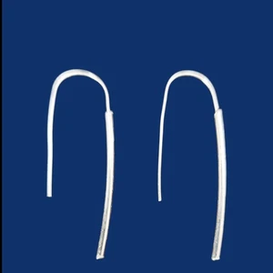 FAS 925 Sterling Silver Threader Earrings 2" Modern Elegant Sleek Design - Picture 1 of 12