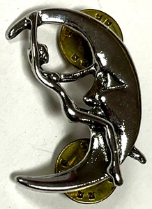 Lady Riding the Moon Pin "Real" Pewter Great to Customize Jacket Vest Hat Boots - Picture 1 of 2