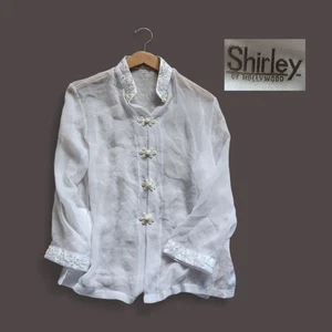 Shirley Of Hollywood Tang Suit Top Embelished Sheer Frog Buttons Medium - Picture 1 of 12