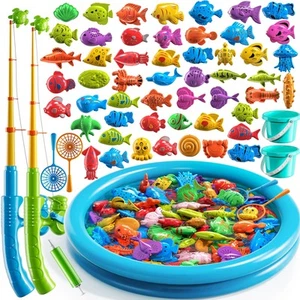 Magnet Fishing Toys Game for Kids 3-5 - Floating Fish Toys with Inflatable Ki... - Picture 1 of 8