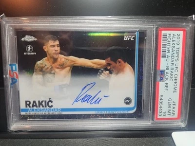 2019 Topps UFC Chrome (#03/10) ALEKSANDAR RAKIC Black Ref.  RC AUTO PSA 10 POP 1 - Image 1 of 3