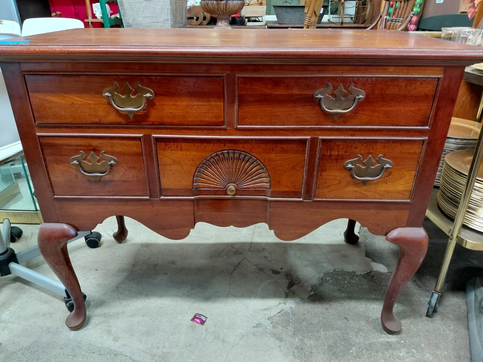 Lowboy Dresser Queen Anne Style Solid Cherry by Thomasville - Image 1 of 4