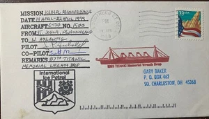 Iceberg Reconnaissance To Newfoundland Titanic Wreath Drop Postal Cover - Picture 1 of 3