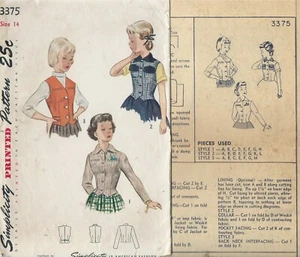 S 3375 Schnittmuster 50er Stylische WESKIT Langarm JACKE Nähen Mädchen Gr. 14 - Bild 1 von 1