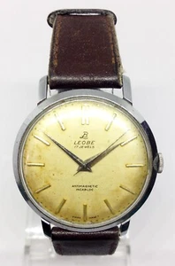 LEOBE Mechanische Uhr. 35mm Gehäuse. Beige Zifferblatt. Gebraucht. herren. Vintage. - Bild 1 von 10