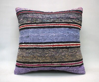 Kilim Square Pillow, 18x18 in, Decorative Throw Cushion, Handmade Vintage Pillow - Image 1 of 4