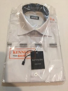 Camicia bianca vestito a righe Kennedy manica corta taglia 12,1 nuova - Foto 1 di 5