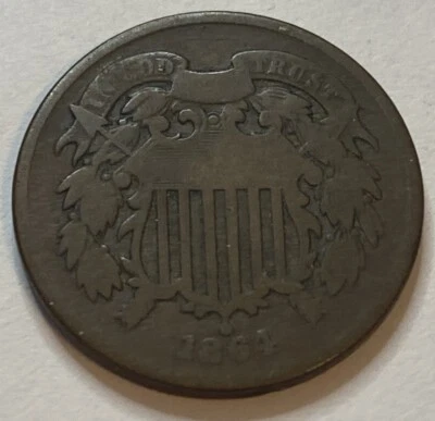 1864 - US Two Cent Piece - Exact Coin Imaged #2C47 - Image 1 of 2