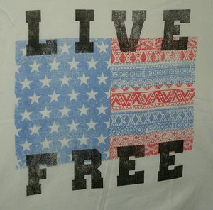 Live Free USA Flag Patriotic Style Womens T-Shirt New w/ Tags Size XL Election - Picture 1 of 2