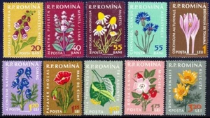 Romania  - 1959 - Flora endemica  - nuova (MNH) - Unificato nn.1814/1823 - Picture 1 of 1