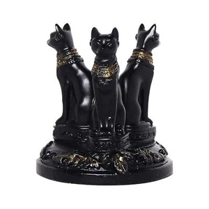 Statua gatto egiziano Bastet gatti sfera cristallo supporto sfera tripla dea esposizione - Foto 1 di 6