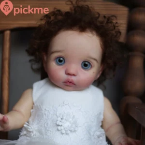 16inch Peeka Reborn Baby Doll Brown Short Hair Finished Cloth Body + Belly Plate - Picture 1 of 2