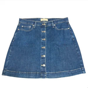 Minifalda Gap para mujer talla 30 R Jean abotonada azul denim bolsillos lazos para cinturón Y2K - Imagen 1 de 12