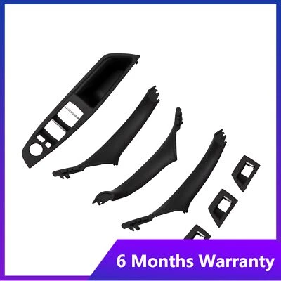 Inner Door Panel Handle Pull Cover Trim For Set BMW 5 Series F10 F11 F18 Black - Image 1 of 4