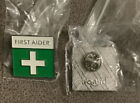 First Aider Metal Lapel Badge Green Enamel Event Pin