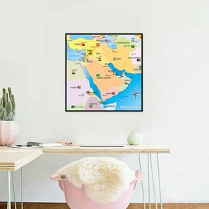 English Middle East Map Canvas Poster Background Cloth Photo Home Wall Art Decor - Picture 1 of 19