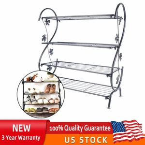 4-Tier Shoe Rack Metal Shoe Storage Shelf Rustic Shoe Organizer Shelf Outdoor! - Picture 1 of 11