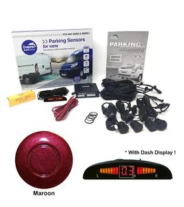 Dolphin Van Parking Sensors 4 Sensor Display Rear Kit Reversing Aid Maroon - Picture 1 of 10