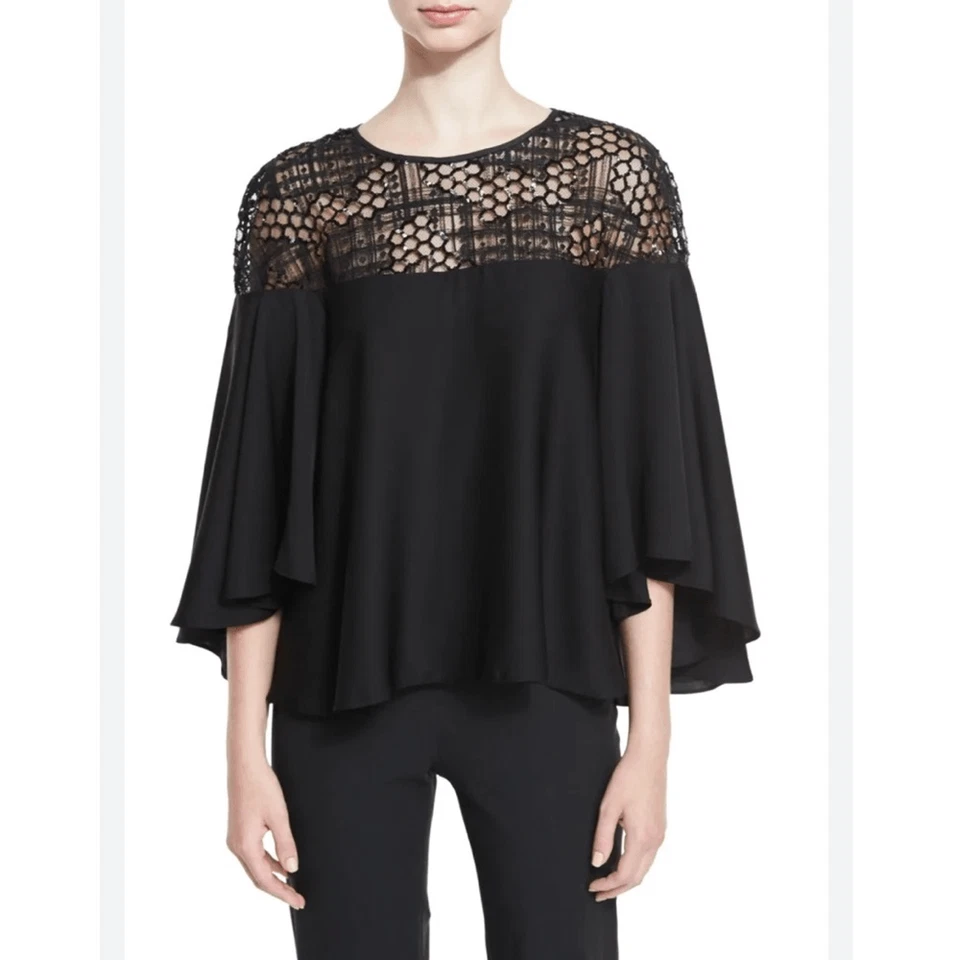 Blusa MILLY Lentejuelas Manga Campana 3/4 Mezcla Seda Talla 8 Foto 1 de 4