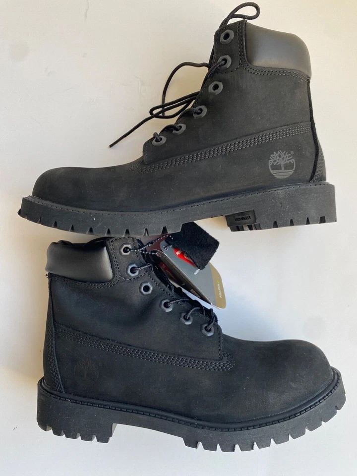 Kids Timberland 6 Inch Premium Waterproof Boot Black Nubuck 12907 US 4.5