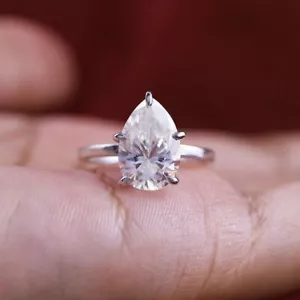 Diamond Engagement Ring 14k White Gold Pear Cut 1 Carat IGI GIA Lab Created - Picture 1 of 9