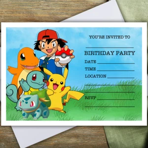 POKEMON PARTY INVITATIONS - 10 invites & envelopes - Picture 1 of 3
