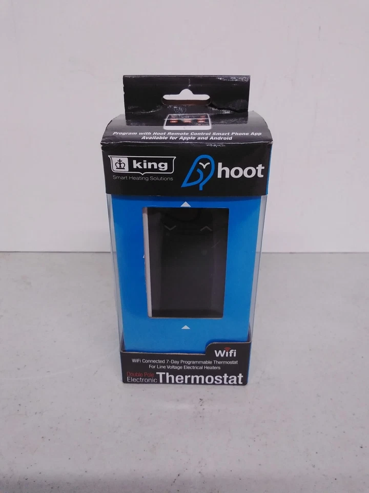 KING ELECTRIC Thermostat, Hoot Wifi Dp 240V 16A White K902-W - Image 1 of 4