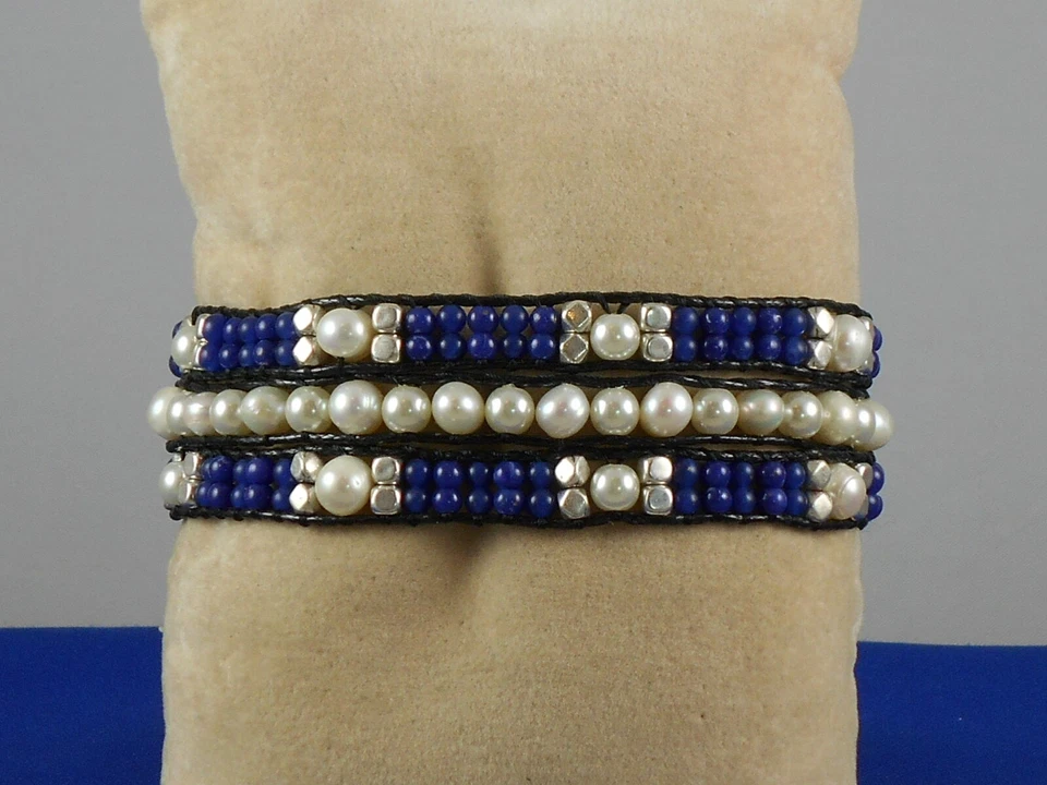 Pulsera Lucky Brand Plata BAJO LA INFLUENCIA Imitación Perla Azul Cuentas JLRY8891 Foto 1 de 2