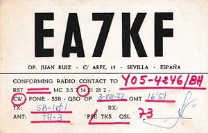España, 1972, Tarjeta QSL Vintage - Radioaficionado - Imagen 1 de 2