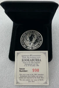 1991 Australia Sydney Coin Fair Nov 17-18 Issue - 1oz Kookaburra Specimen Coin - - Foto 1 di 4
